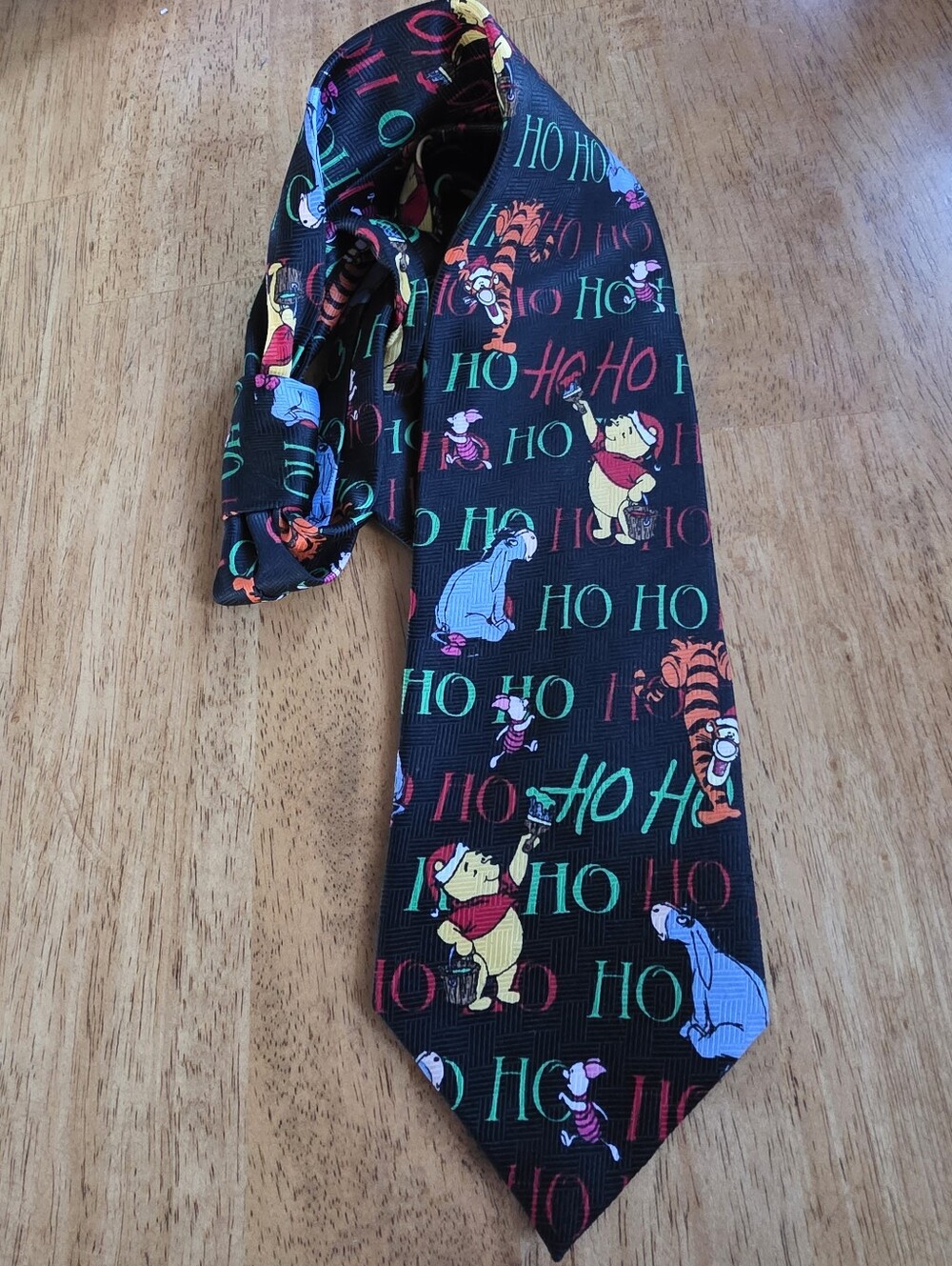 Vintage Winnie the Pooh & Friends Holiday Necktie - Cute 'Ho Ho Ho' Design